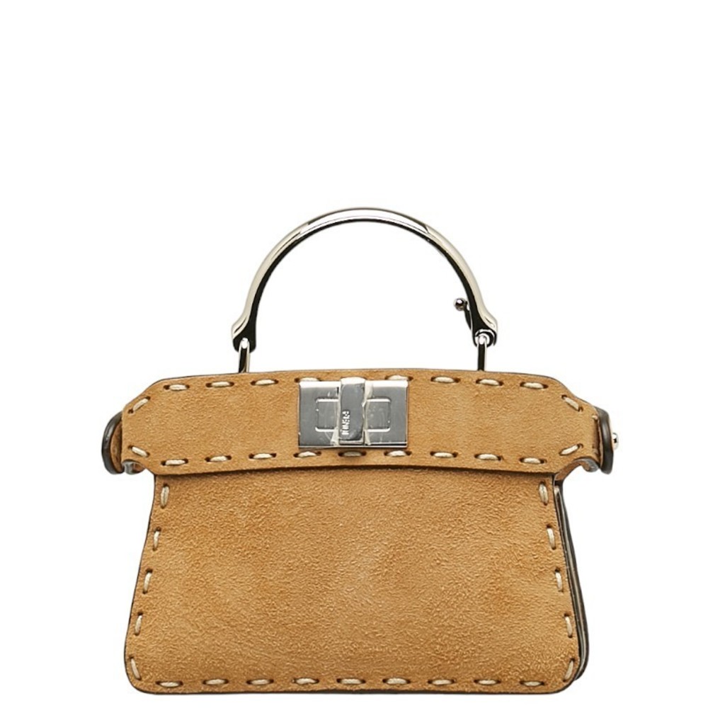 Fendi Peekaboo Suede Python 2way Mini Handbag Bro… - image 4